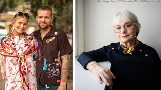 Sofie Linde og Joakim Ingversen i "Hotel Romantik" samt Pia Kjærsgaard.