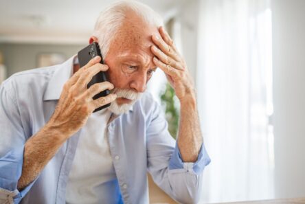 Ældre mand taler i telefon